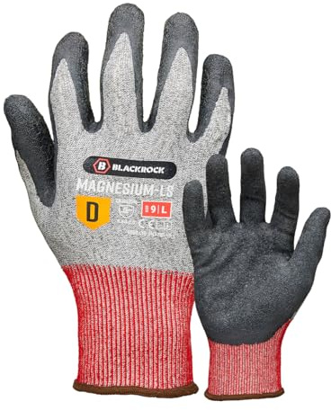 Blackrock Magnesium-LS Cut Resistant Sandy Latex Gripper Safety Work Gloves, Near Knife Proof, Whittling, for Men and Women, Max Cut 5 Gloves, Metal Handling - Size 7/Small