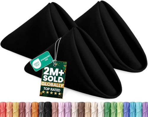 Utopia Home [12 Pack, Black] Cloth Napkins 20x20 Inches, 100% Polyester