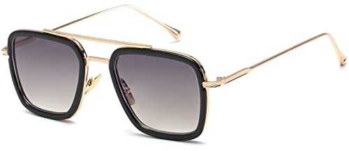 SHEEN KELLY Occhiali da sole in stile retrò Occhiali da vista classici con montatura quadrata in metallo per uomo e donna