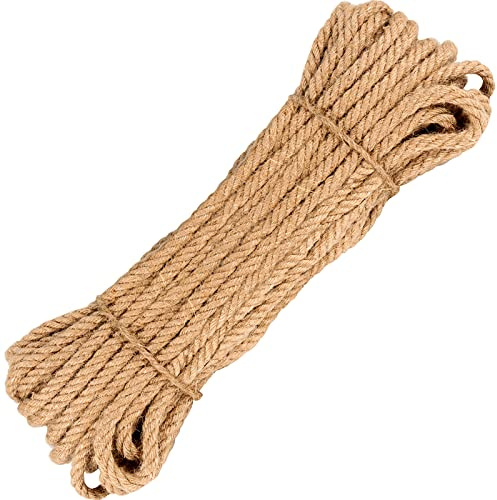 MUKCHAP 50 m x 8 mm juterep, tvinnat hamparep, brunt naturligt jutesnöre snöre för hantverk, trädgårdsskötsel, buntning, gör-det-själv-klösare