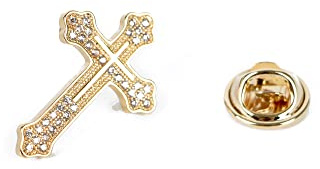 Men's Tie Pins Lapel Pins Brooches Suit Accessories (1pcs cross gold)