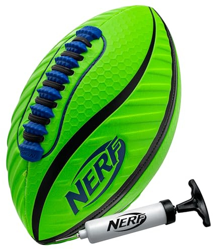 NERF Spiral Grip Junior Football - Patented Spacelace for Ultimate Spirals - Authentic Look and Feel - Pump Included, Junior 10.5