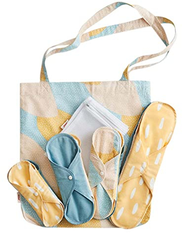 IMSEVIMSE Start Kit, Damenbinden, Bio-Baumwolle, Blue Sprinkle, 13-teilig