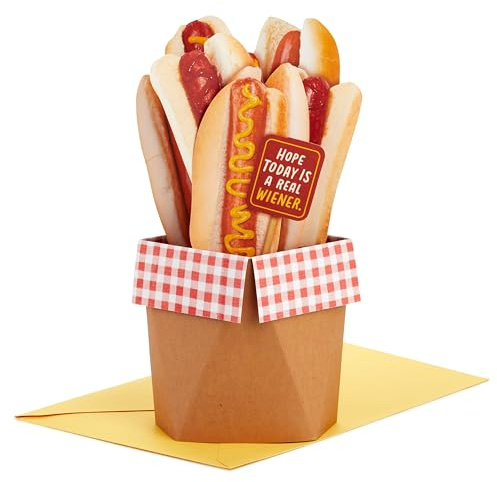 Hallmark Pop Up Birthday Card (3D Hot Dog Bouquet, A Real Wiener)