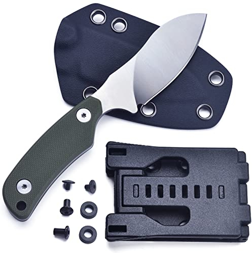 JPCRMOV klein Messer Outdoor Feststehend, Gürtelmesser mit Kydex Scheide Horizontal&Vertikal Einstellbar, Jagdmesser Messer Full Tang für Camping Survival