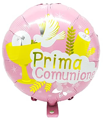 ZENZERO® - PALLONCINO per FESTA Prima Comunione - In Mylar o in lattice - per Elio o Aria - disponibili OFFERTE singole o in Set. Prodotto Selezionato: (Calice, Cero e Colomba in Mylar ROSA 1pz)