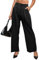 HAWILAND Business Hose Damen - Anzughose mit Weitem Bein Weite Y2k Hose High Waist Wide Leg Pants Bundfaltenhose Freizeithose #1 Schwarz L