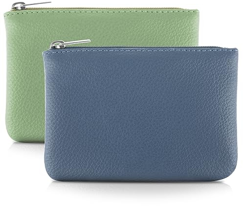 TIESOME 2Pcs Lychee Muster Münze Geldbeutel, PU Reißverschluss Münze Geldbeutel Portable Münze Geldbeutel Mini Change Wallet für Frauen Münzfach Mini Geld (Blau Grün)