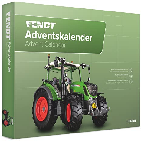 FRANZIS 67231 - Fendt Adventskalender, Modellbausatz des Fendt Vario 313 Traktor im Maßstab 1:32, inkl. Soundmodul und 52-seitigem Begleitbuch