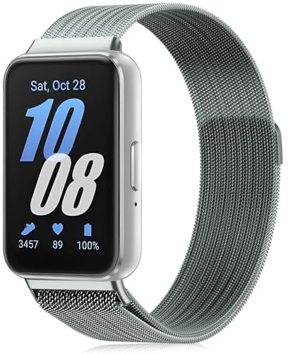 Wizvv Mesh-metallarmband för Samsung Galaxy Fit 3, rostfritt stål mesh metall klockarmband kompatibelt med Samsung Galaxy Fit 3, för kvinnor och män