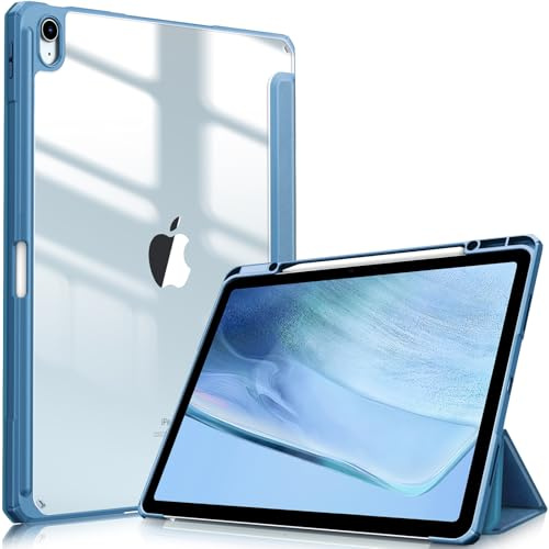 Fintie Hybrid Hülle für iPad Air 13 Zoll M4/M3/M2 (2026/2025/2024) mit Stifthalter - Stoßfeste Schutzhülle Case mit transparenter Hartschale auf der Rückseite für iPad Air 13 Zoll, Dunstblau