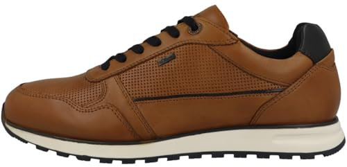 s.Oliver Herren Sneaker flach aus Leder Bequem, Braun (Dark Cognac), 43 EU