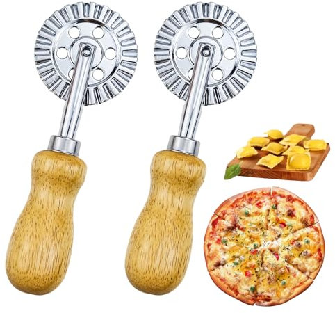 Paquete de 2 ruedas cortadoras de pasta, cortador de rueda de repostería, raviolis de masa, rueda de cortador de pizza para el hogar y la cocina, 2 pulgadas