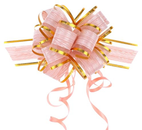 Andibro 10 Stück Geschenkschleife, 10 cm Ziehschleife Geschenk Schleife mit Geschenkbänder Rosa Schleifen Große Dekoschleifen für Basteln Verpacken Hochzeit Geburtstag Weihnachten Auto