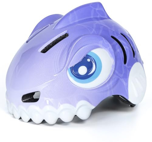 FUNWICT Fahrradhelm Kinder 3D Niedliches Cartoon Kinderhelm für 3-4-8 Jahre Radfahren Skateboard Einstellbare Größe 50-54cm Kinder Fahrradhelm für Jungen Mädchen (Lila, S: 50-54cm)