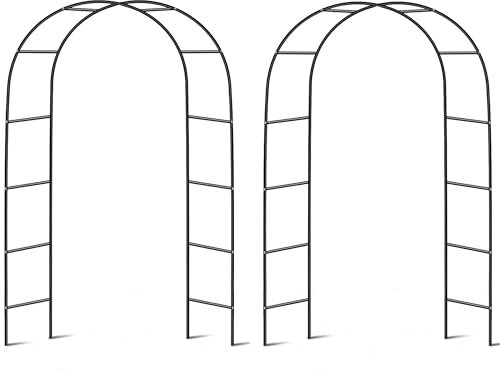 Crystals Garden Arch Green Metal – Heavy-Duty Steel Frame Support for Climbing Plants, Roses, Vegetables, Outdoor Decoration, and Archway Decor – Large 2.4M Size (2 X Garden Arches)