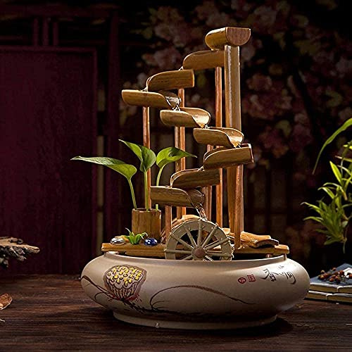 Indoor Fountains and Waterfalls Bamboo Fountain with Ceramic Base Interior Decoration Fountain Home Living Room Office Desktop Decoration Desktop Fountains and Waterfalls
