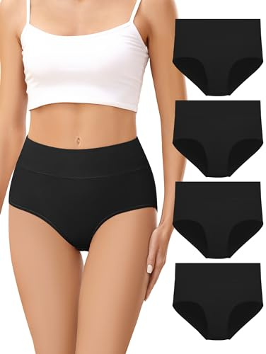 Voenxe Trosor Dam Bomull Flerpack, Höga Midja Damtrosor, Women Underwear | 4-pack Höga Bomullsunderkläder, Cotton High Waist Postpartum Panties, Förlossningsunderkläder, Komfortabla Damunderkläder