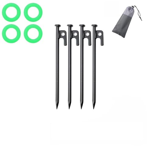 Tältspikar 4 st 20/25/30/40 cm tältpinnar spikar campingtillbehör husbil vandring utomhus aluminium strand svart lång baldakin markspik (set 20 cm x 4)