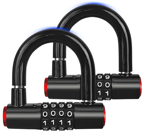 Kombinations-Fahrradschloss (4-stellig) – Schweres U-Lock aus Stahl & Zinklegierung, Diebstahlsicher, Wasserdicht – Für E-Bike, Mountainbike, Cityrad, mit Schutzcover