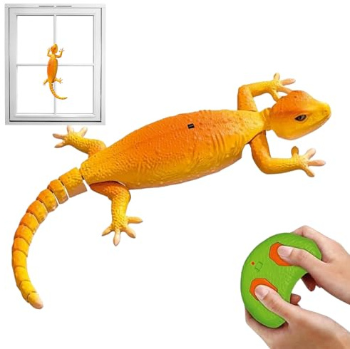 Wall Crawling Gecko Toy – 36x16cm, Made Of Silicone + ABS | Realistic Remote Control Gecko Robot | Fun Wall-Climbing Toy Gadget For Kids’ Entertainment And Learning