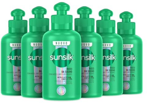 Sunsilk, Crema Modellante e Districante Ricci da Sogno, Senza Risciacquo per Ricci Definiti e Elastici, con 11% NUTRI ELASTI COMPLEX, Olio di Macadamia, Elastina e Vitamina B5, 6 Pezzi da 200 ml