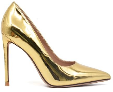 GENSHUO stiletto högklackade, 12 cm/4,72 tum dam pumps party high heels sexig basic skor dam slutna aftonskor lack/mocka, 35EU-40 EU | dampumpar: 10 cm stilettklack, spetsig tå, patentläder, slip-on stängning, vadderad innersula, för kontorsfest bröllop