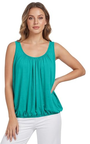 Love My Fashions® Women’s Vest Top Sleeveless Round Scoop Neck Tank Bubble Hem Straps Summer Vest Tops for Women UK Mint Green