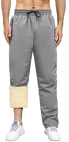 Yuson Girl Pantalon Chandal Hombre de Forro Polar Invierno Pantalones Jogger Impermeables Pantalones Rectos Cintura Elástica Termico Pantalones Deporte Grueso Pantalon Trekking(Gris, XL)