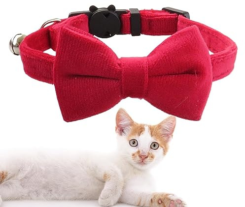 Fulenyi Collier nud papillon pour chien - Accessoire de decoration pour chat et chien - Avec nud papillon et clochette - Pour voyage, photographie, maison, mariage, promenade