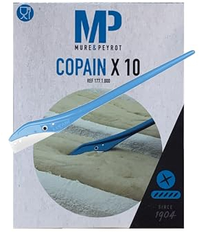 10 x LAMA INOX DA BULANGER monouso manico in materiale composito alimentare. Appositamente studiata, la sua forma facilita lo spuntino, come un pennello.