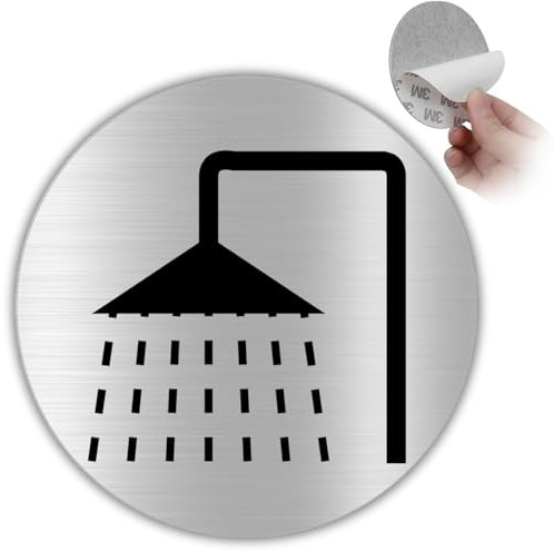 LEIASA Panneau adhésif WC pour femme - Épaisseur 0,6 mm - Diamètre Ø 100 mm - Aluminium - Signalisation de toilettes - Signe bain - Panneau adhésif WC femme (panneau douche)