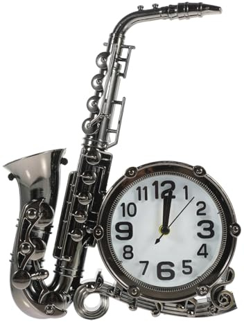 ULDIGI Reloj Despertador De Saxofón Vintage Reloj Decorativo para Mesita De Noche para Dormitorio y Hogar Sin Pilas Color Aleatorio