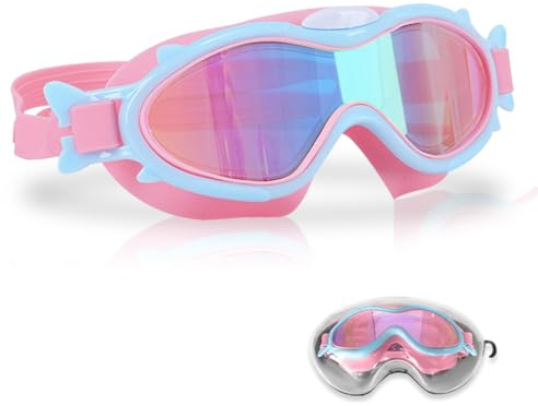 Udbrud Gafas de Natación para Niños (4-16 Años), Gafas de natación polarizadas Protección UV Impermeable Anti-vaho Gafas de Natación Niños Ajustable Gafas de Piscina para niños y niñas