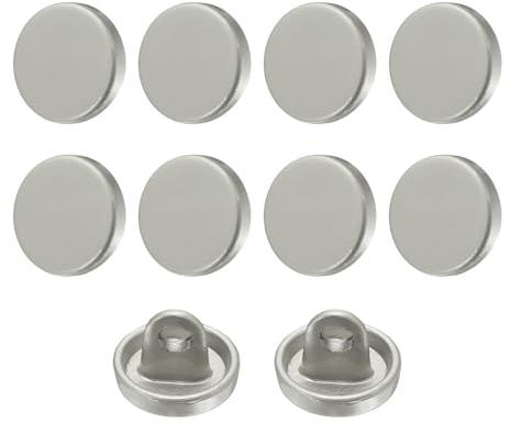 QUARKZMAN 10 stycken platta metallknoppar set, 9 mm glänsande yta runda öglor, pysselknappar, ersättningsknappar för gör-det-själv män kvinnor kostym ullrock skjorta byxor, grå