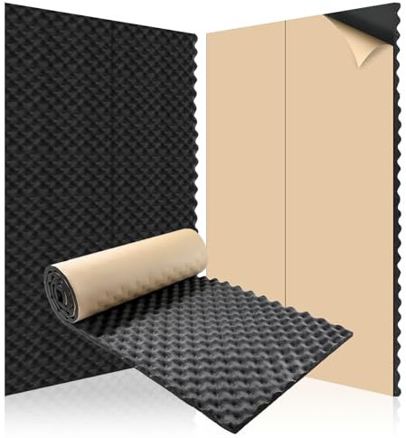 Putentfun 1 ㎡ Sound Proofing Panels with Self Adhesive 200 x 50 x 2 cm High Density Acoustic Wall Panels Sound Absorbing Foam for Recording Studio Home Office