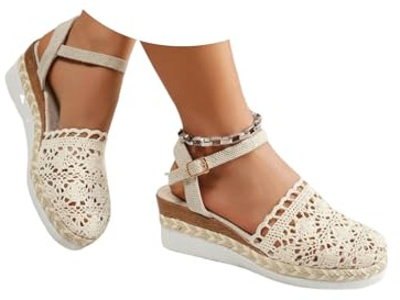2026 Sandalias Plataforma Mujer Esparto Cuña Cerradas Sandalias Comodas Alpargatas Verano Cierre De Hebilla De Vestir Casual Yute Sandalia Elegantes Moda Flexibles Zapatos Antideslizantes Fiesta Novia