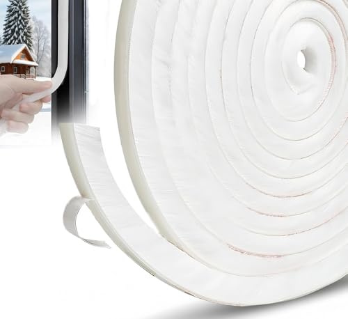 5 m utkast uteslutare för dörrar fönster, 9 mm (B) x 23 mm (T) borste väder stripptejp självhäftande tätningsremsa, vit