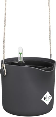 elho B.for Swing mit Selbstbewässerungssystem - Blumentopf für Innen - 100% recyceltes Plastik - Ø 18.0 x H 16.5 cm - Schwarz/Anthracite