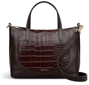 RADLEY London Wood Park - Faux Croc Women's Leather Small Ziptop Top Handle, Dark Oak