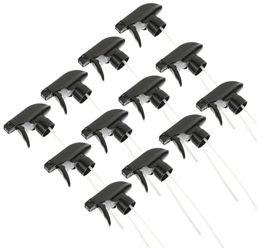Anneome 12 piezas Boquilla Pulverizadora para Botella Gatillo Resistente PP Repuesto para Rociador para Riego Plantas Limpieza Hogar y Spray Aire Color Negro