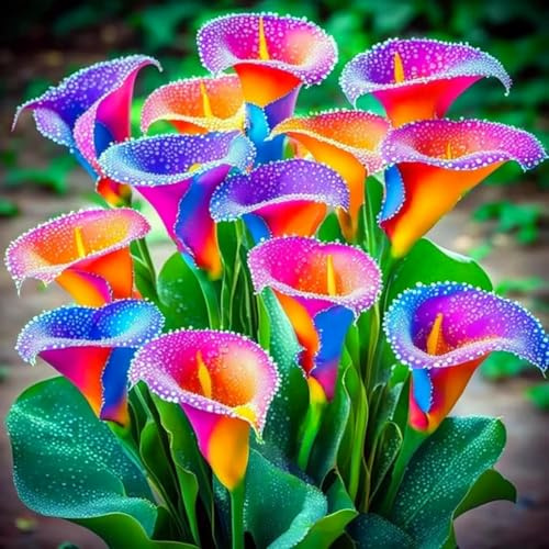 Bellissimo Calla bulbi,piante erbacee Resistenti perenni,adatti per la semina immediata,Calla pianta vera(non artificiali)-8 bulbi-D