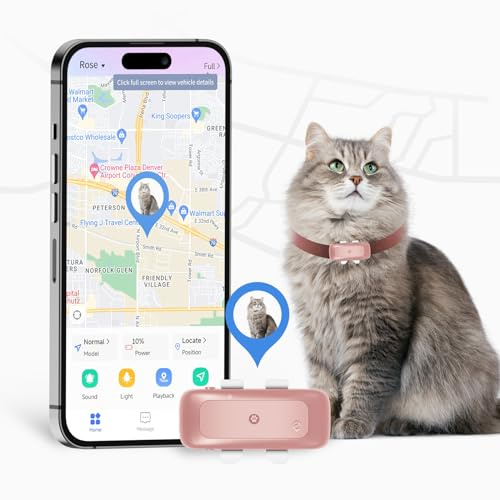 SEEWORLD Cat Tracker GPS Tracker for Dogs Cats Real-Time Location Tracker Virtual Fence 180 Days Location History 4G Dog Tracker for 6.5lbs+ Pets, Subscription Required