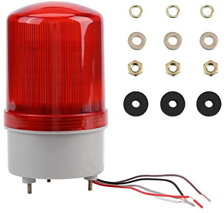 Akozon LED Lampe Avertissement d'urgence Flash Rouge Rotatif Voyant Clignotant Gyrophare Stroboscopique d'Alarme Lumière Rouge Rotatif AC220V