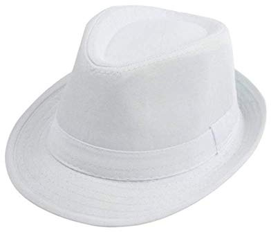 Sombrero Chistera de Copa de Fieltro Gorro de Ronda Mago con Cinta (Blanco, Adulto/56cm)