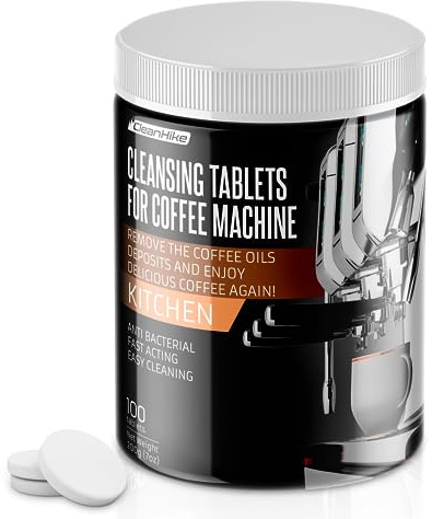 CleanHike Espresso Machine Cleaning Tablets - (100 Tablets) For Jura, Miele, and Universal Coffee Machine for All Brands - Professional Coffee Grease and Residue Cleaner for Baristas (1)
