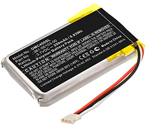 subtel, battery sat nav compatible with Garmin DashCam 55, DashCam 45 (250mAh, 3.7V) Replacement battery 361-00103-00