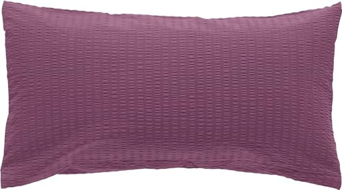 Erwin Müller Kissenbezug, Kissenhülle Seersucker Uni Serie Rosenheim aubergine Größe 40x80 cm - pflegeleicht, bügelfrei, mit Reißverschluss
