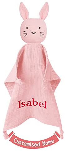 TYRY.HU Babydecke mit Namen Personalisierte Schmusetuch Kuscheldecke Schnuffeltuch Strick Geschenk zur Geburt(Rosa)