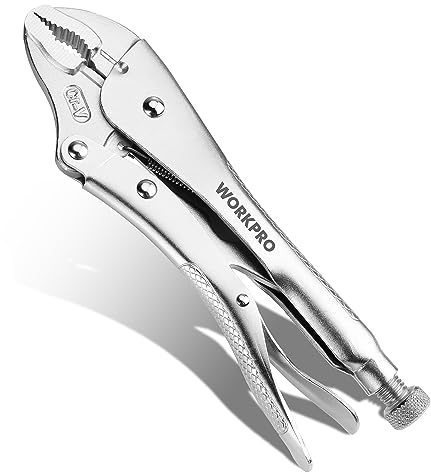 WORKPRO 10-inch Curved Jaw Locking Pliers, Chromium-Vanadium Steel Vice Grips With Wire Cutter, Adjustable Vise Grips for Clamping Twisting Welding